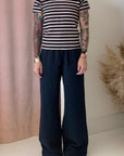 AMELIA STRIPE T-SHIRT-NAVY