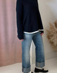THE GRANNY POLO SWEATER-NAVY