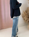 THE GRANNY POLO SWEATER-NAVY