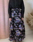 FLORAL JACQUARD PLEATED SKIRT