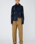 EMBROIDERED BOW BLOUSE-NAVY