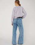 STRIPED GATHERED BLOUSE
