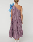 STRIPED BOW MIDI DRESS