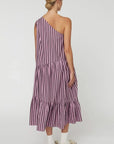 STRIPED BOW MIDI DRESS