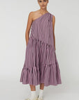 STRIPED BOW MIDI DRESS