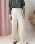 LINEN HEM PANT-CREAM