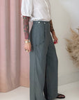 LINEN HEM PANT-TEAL