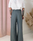 LINEN HEM PANT-TEAL