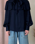MARILOU SHIRT-NAVY SILK