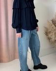 MARILOU SHIRT-NAVY SILK