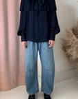 MARILOU SHIRT-NAVY SILK