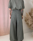 TAILORED LINEN PANT-DIRTY GREEN