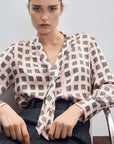 V-NECK TIE BLOUSE