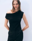 CASHMERE OFF SHOULDER TOP-BLACK