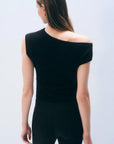 CASHMERE OFF SHOULDER TOP-BLACK