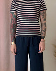 AMELIA STRIPE T-SHIRT-NAVY