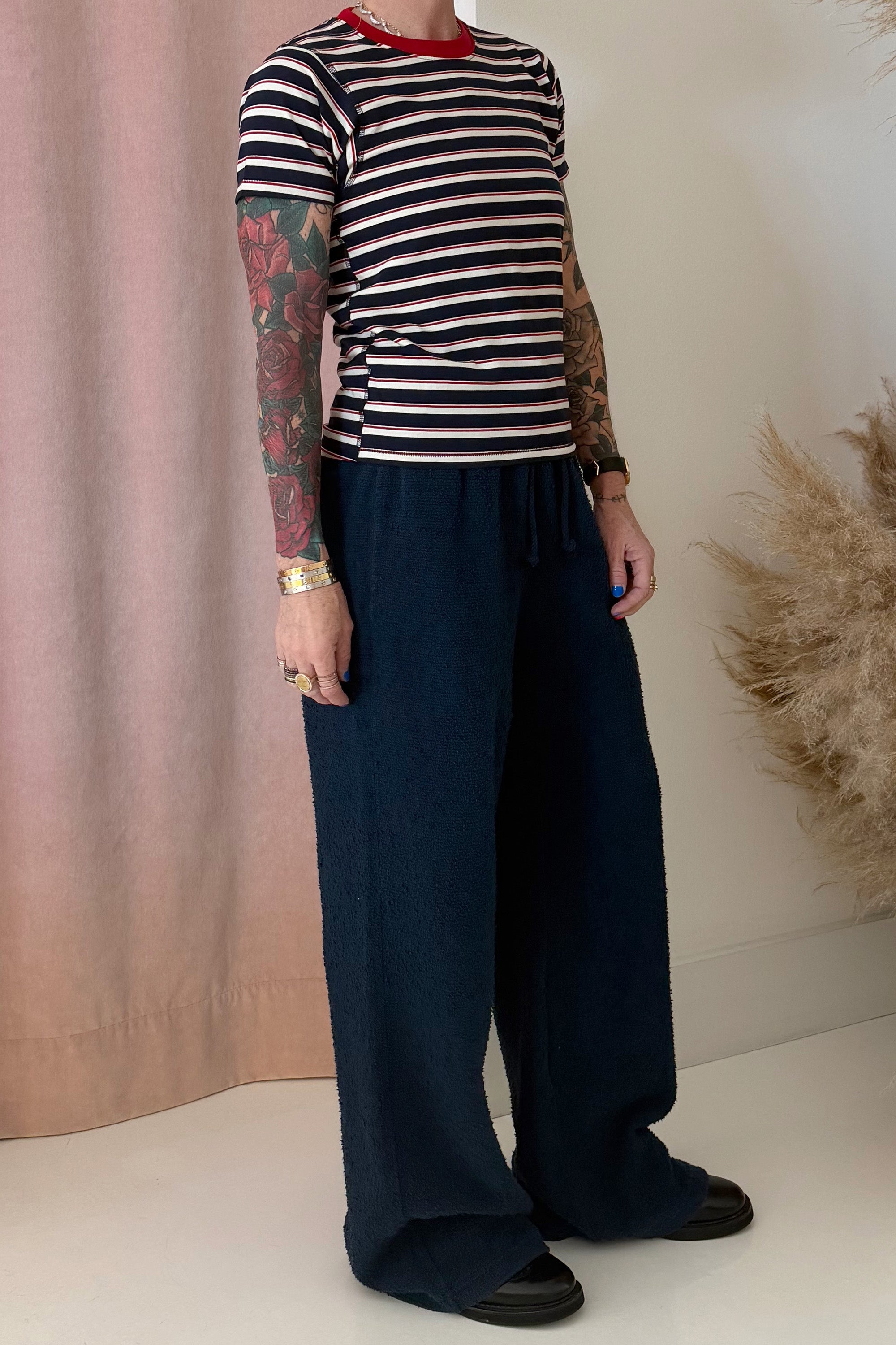 AMELIA STRIPE T-SHIRT-NAVY