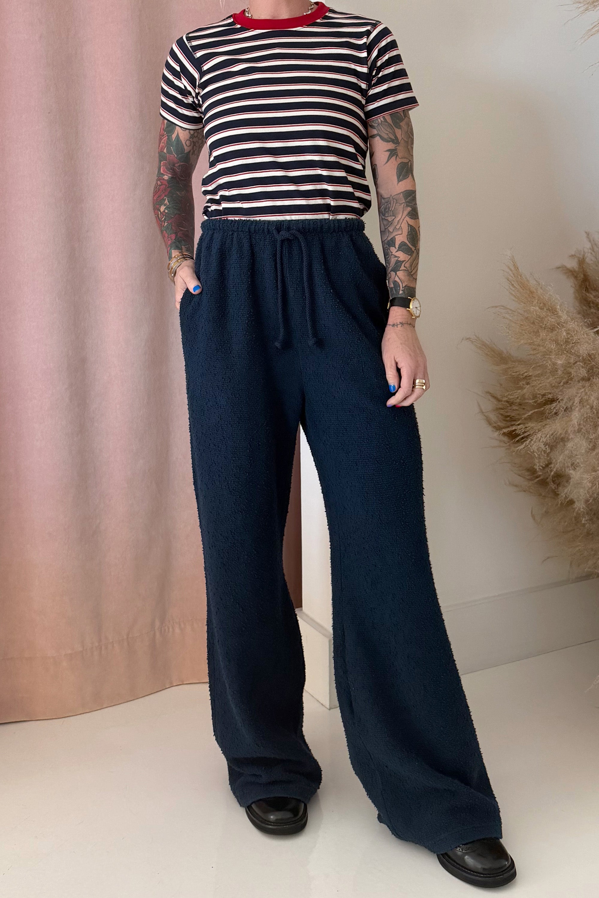 AMELIA STRIPE T-SHIRT-NAVY