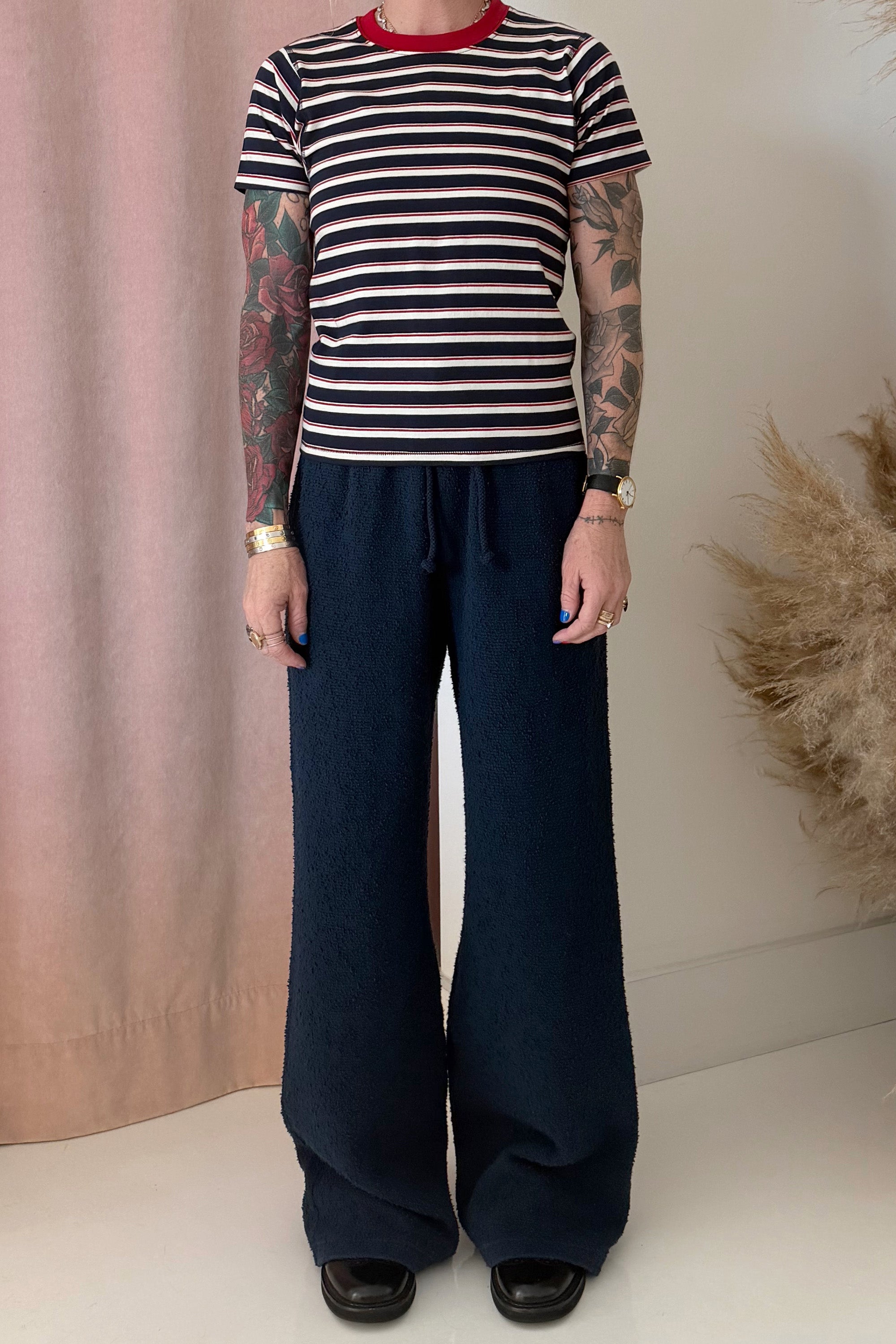 AMELIA STRIPE T-SHIRT-NAVY
