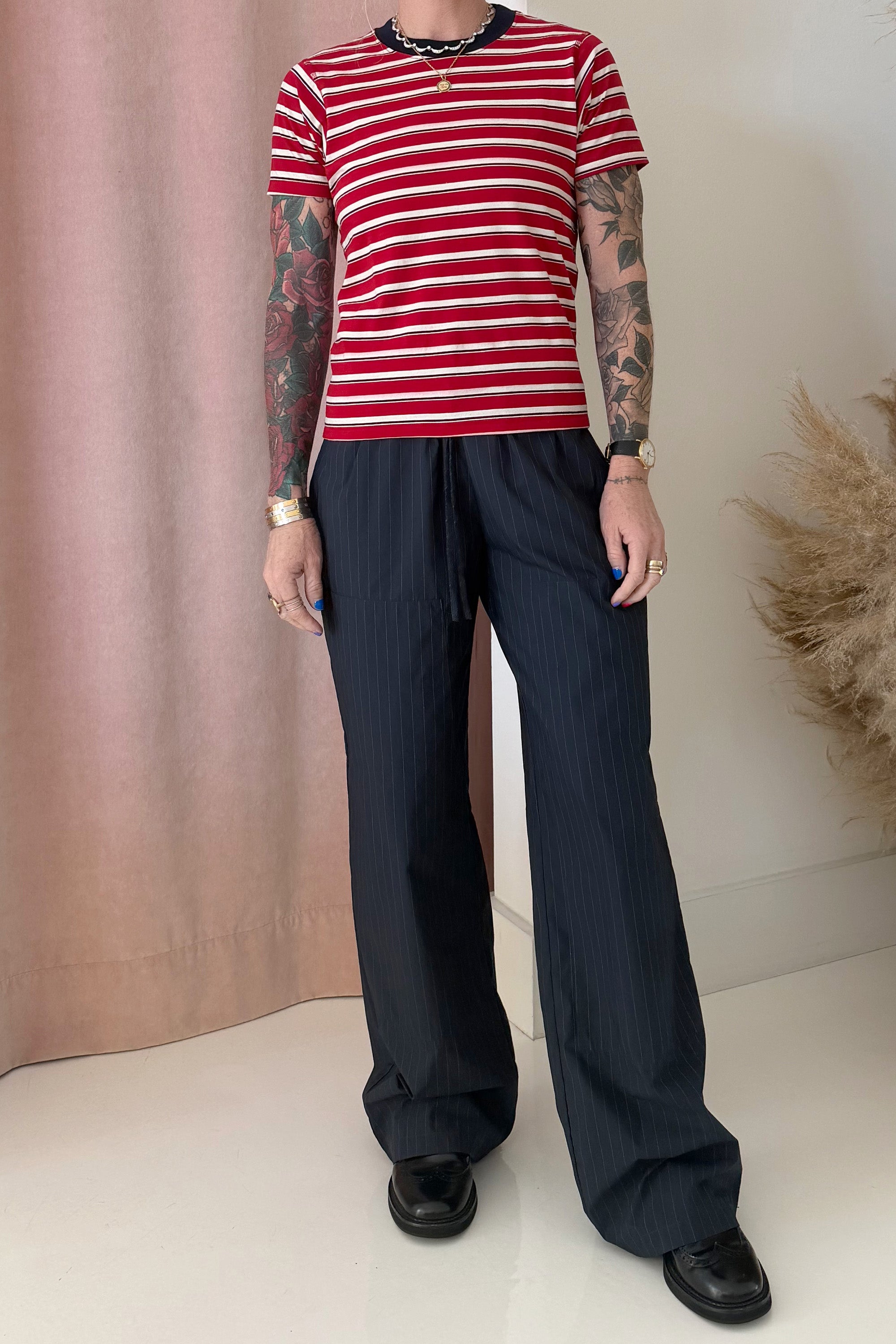 AMELIA STRIPE T-SHIRT-RED