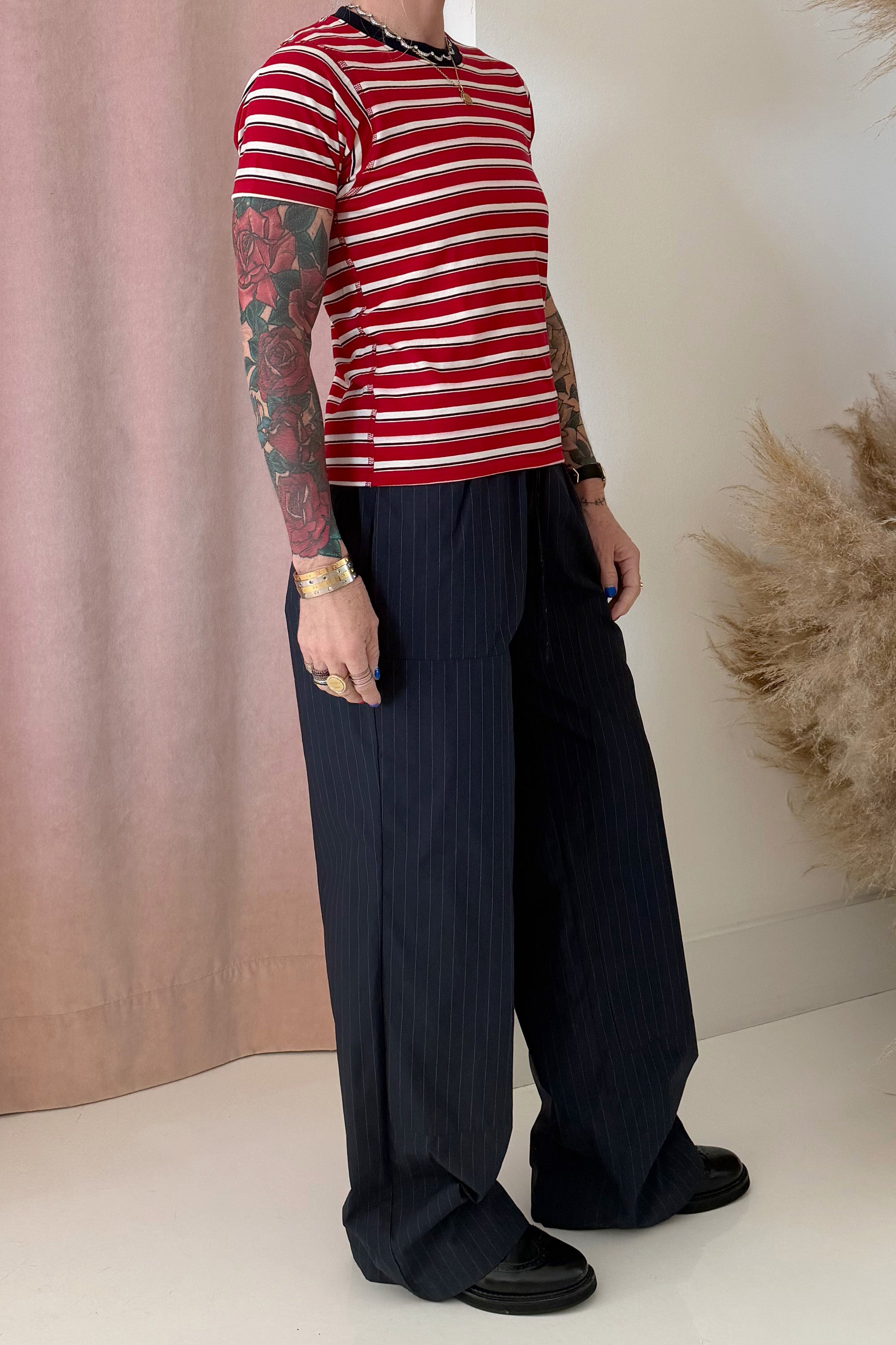 AMELIA STRIPE T-SHIRT-RED