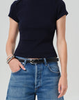 BABY WAFFLE TEE-NAVY