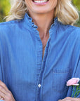 RUFFLE EILEEN BLOUSE-INDIGO