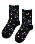 DOTTIE FLORAL CREW-BLACK