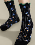 DOTTIE FLORAL CREW-BLACK