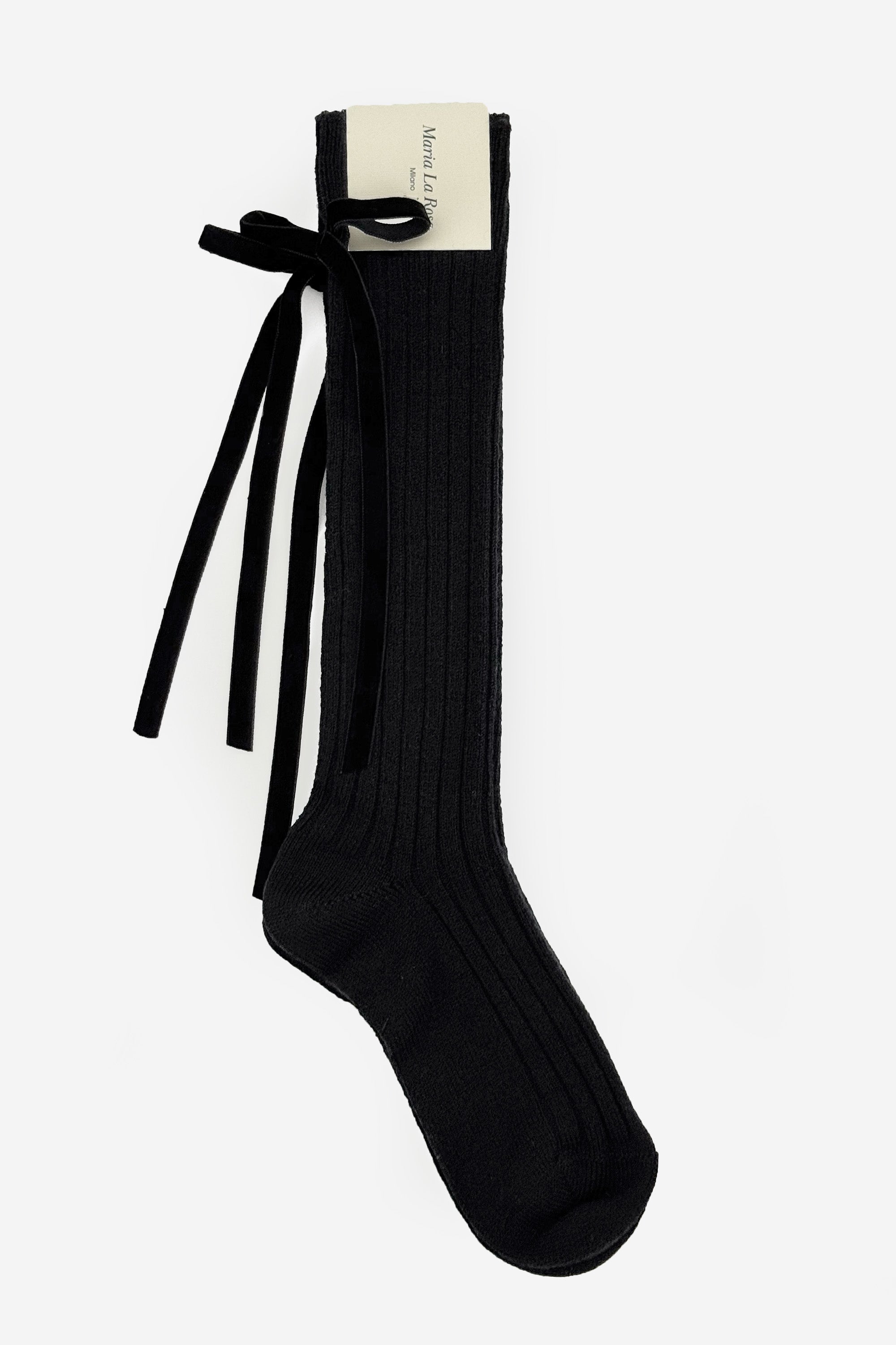 COLLEGE BOW SOCKS-BLACK