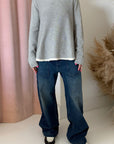 THE GRANNY POLO SWEATER-GREY