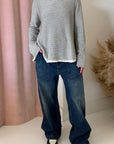 THE GRANNY POLO SWEATER-GREY
