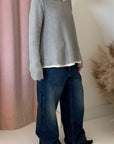 THE GRANNY POLO SWEATER-GREY