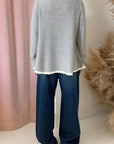 THE GRANNY POLO SWEATER-GREY