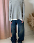 THE GRANNY POLO SWEATER-GREY