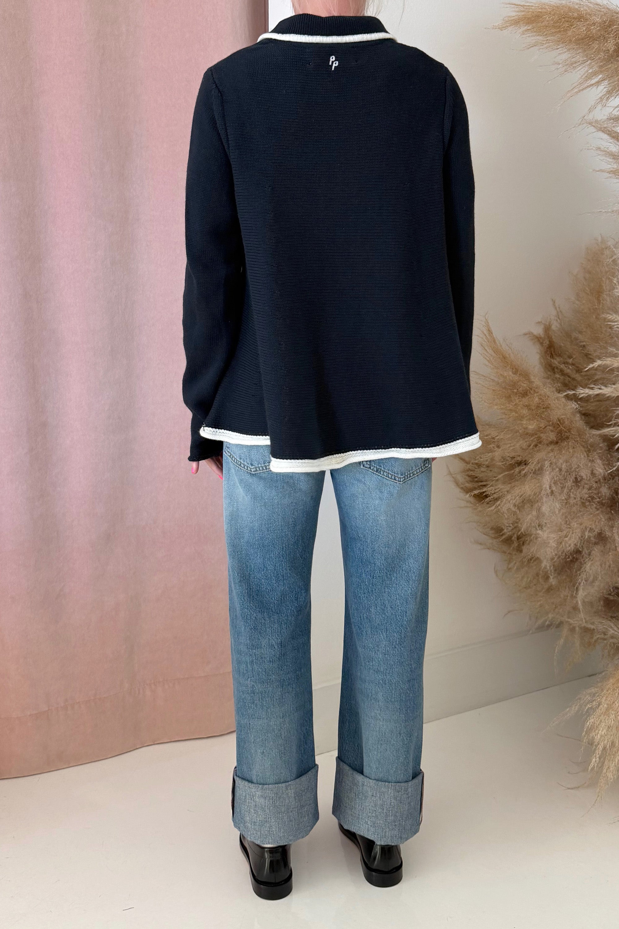 THE GRANNY POLO SWEATER-NAVY