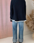 THE GRANNY POLO SWEATER-NAVY