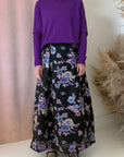 FLORAL JACQUARD PLEATED SKIRT