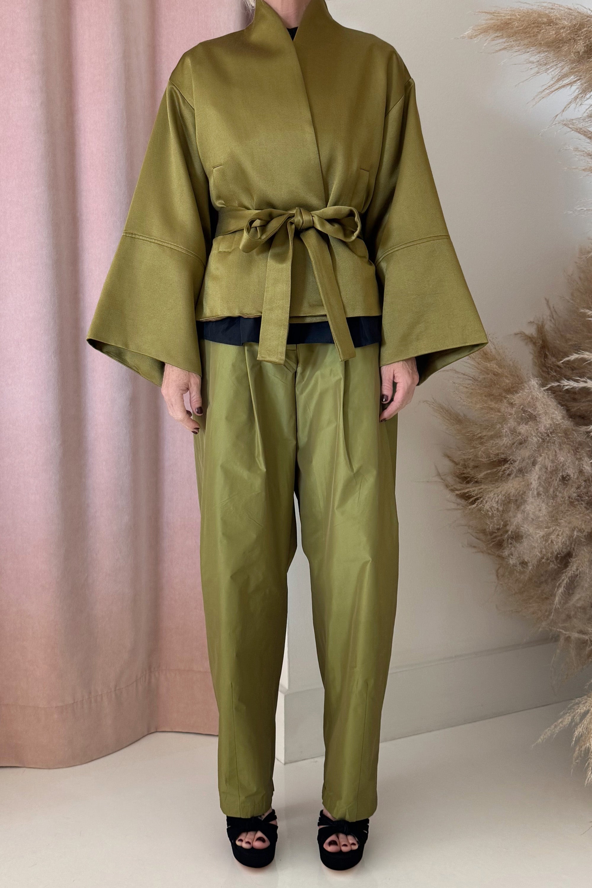 PLEATED TAFFETA PANT