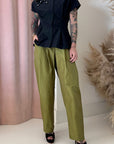 PLEATED TAFFETA PANT