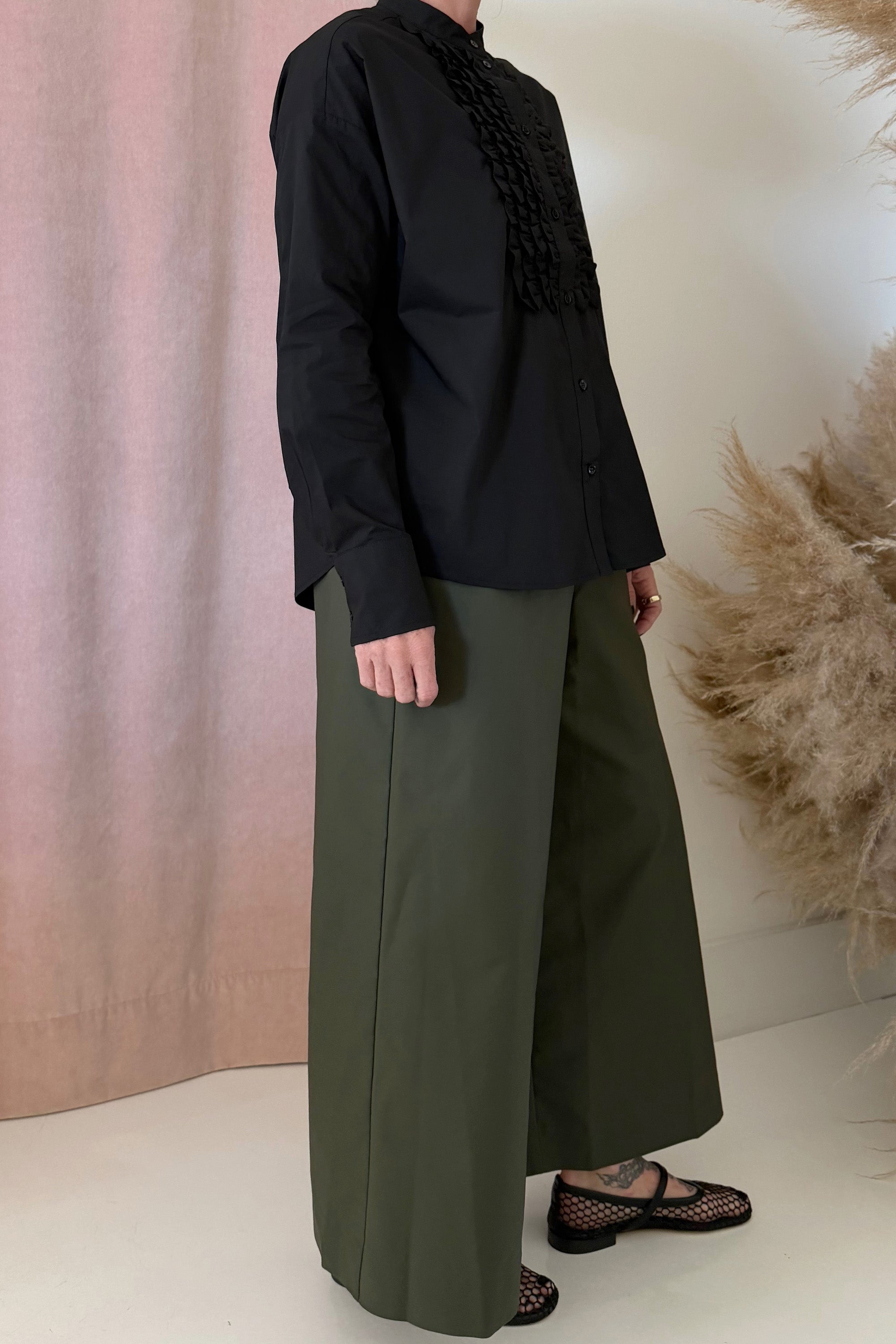 COTTON POPLIN TUXEDO BLOUSE
