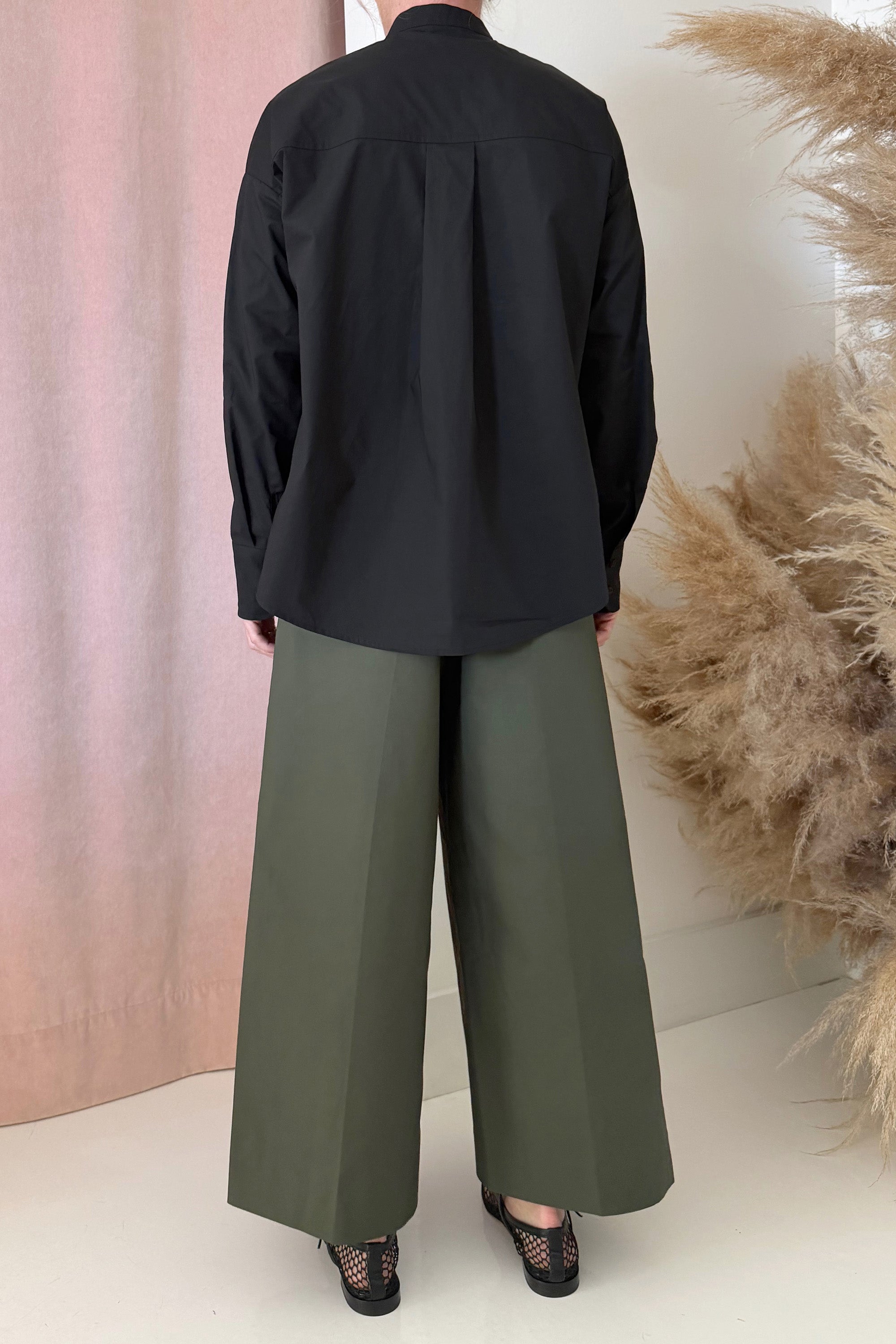 COTTON POPLIN TUXEDO BLOUSE