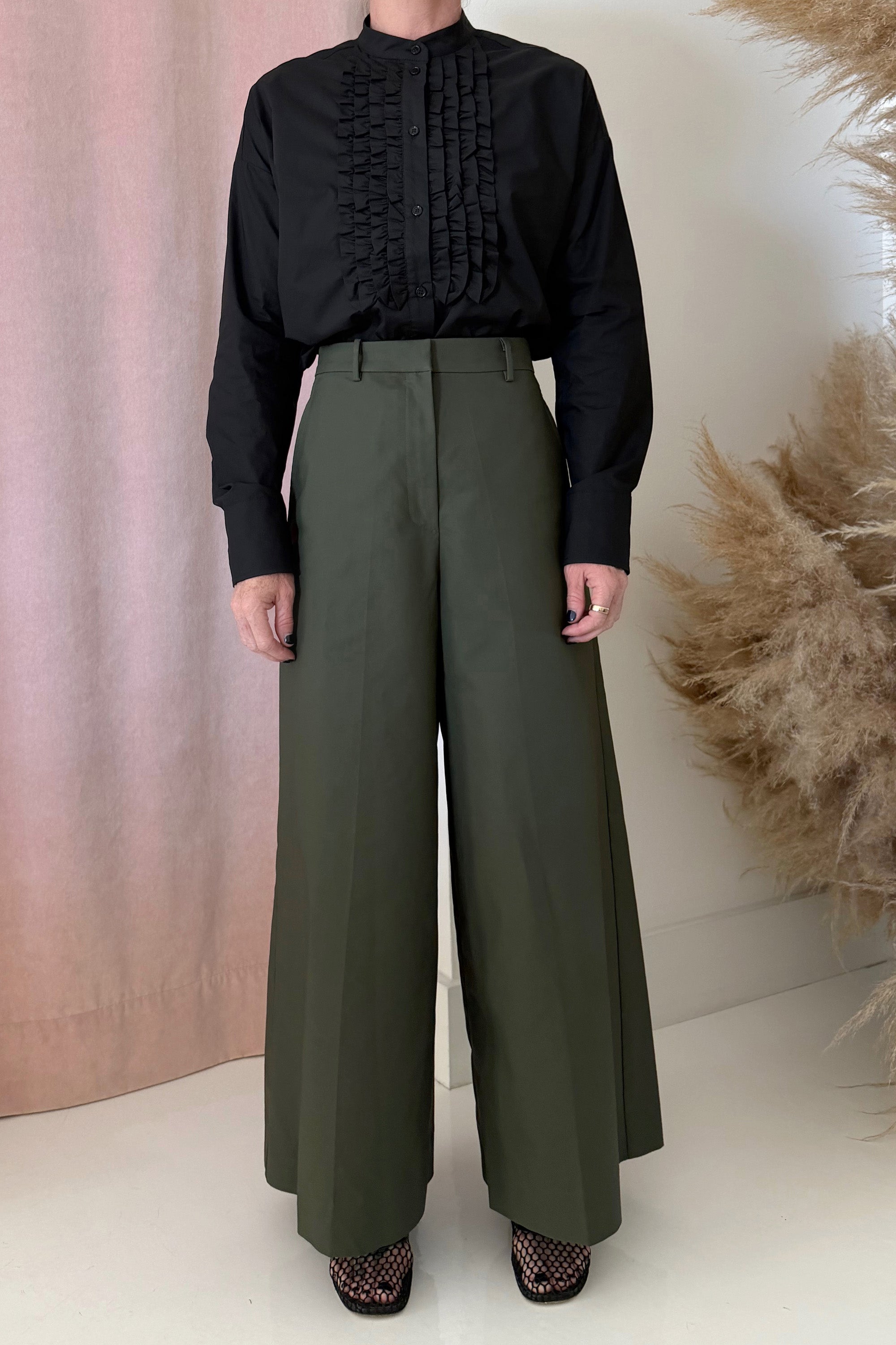 COTTON POPLIN TUXEDO BLOUSE