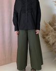 COTTON POPLIN TUXEDO BLOUSE