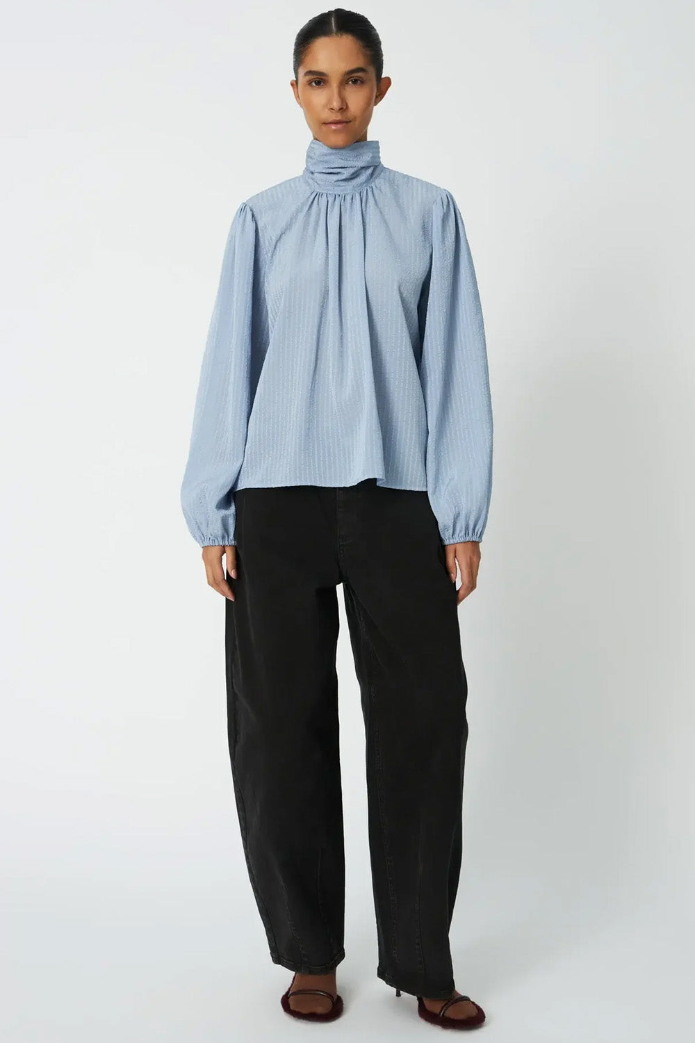 HIGH NECK BOW BLOUSE