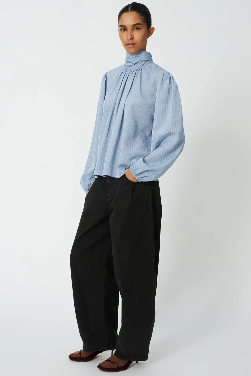HIGH NECK BOW BLOUSE
