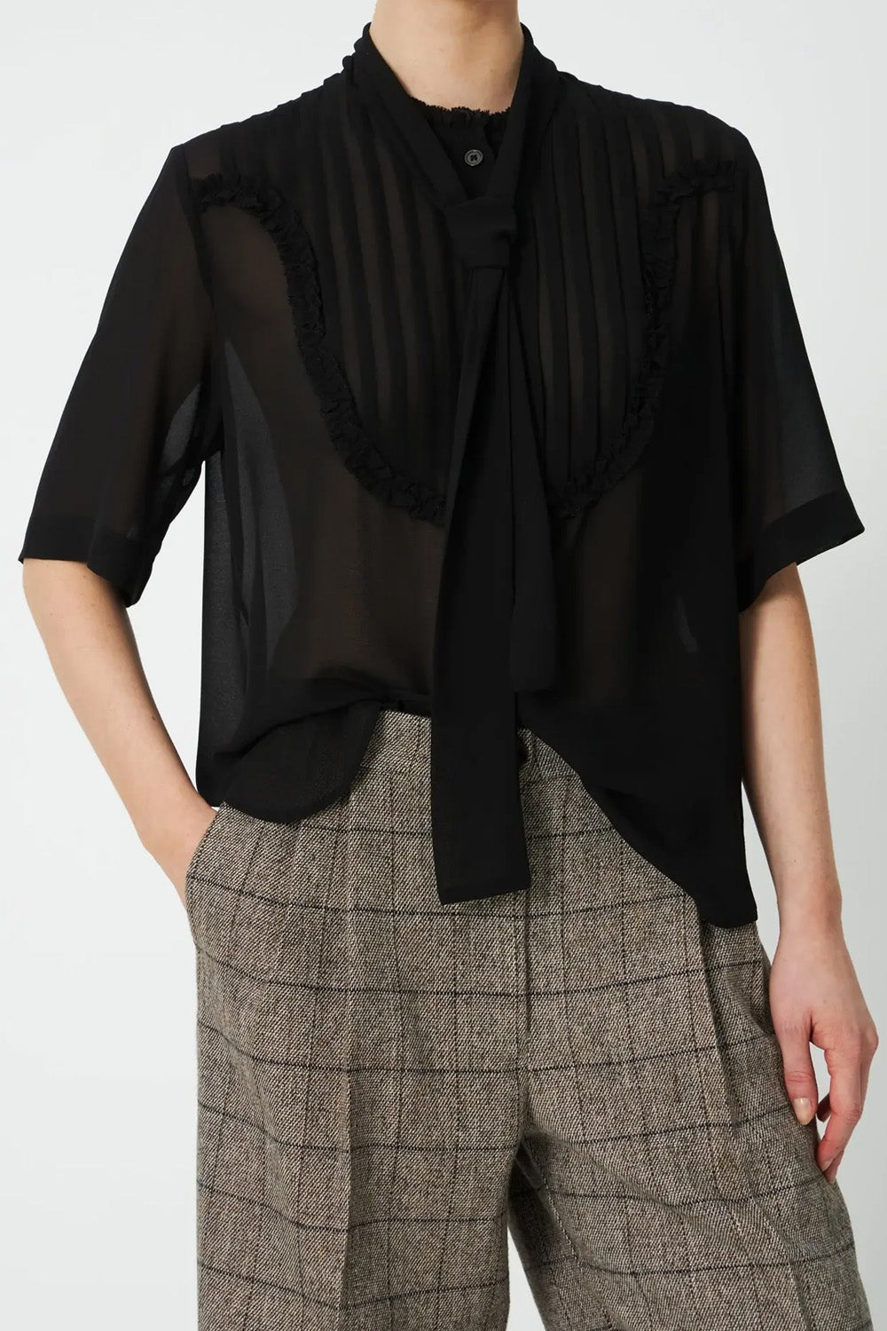 CHIFFON TIE SHIRT