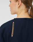 EMBROIDERED BOW BLOUSE-NAVY