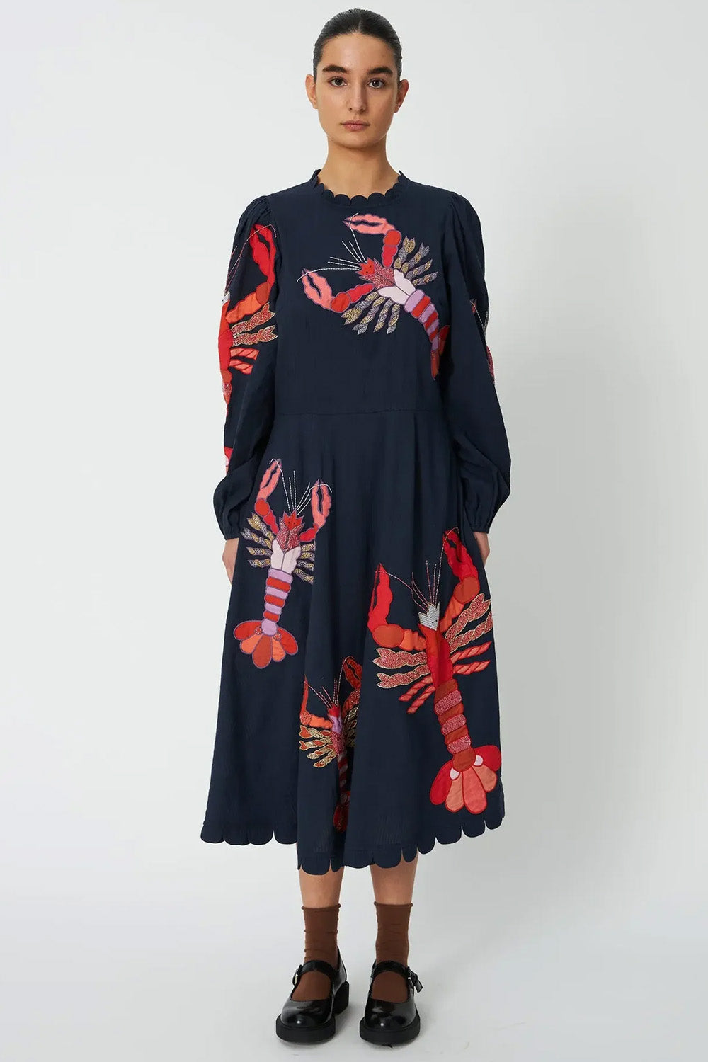 EMBROIDERED MIDI DRESS - 4 EMBROIDERED MIDI DRESS - 4