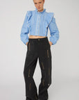 CHAMBRAY FRILL SHIRT